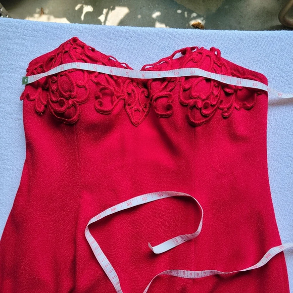Jackie K Red Strapless Sleeveless Red Sheath Dress Back Slit Size 8 - Picture 9 of 12